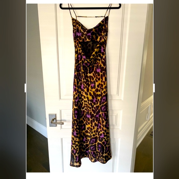 Brand new ZARA Satin Effect Leopard Print Midi Slip Dress - Picture 2 of 9
